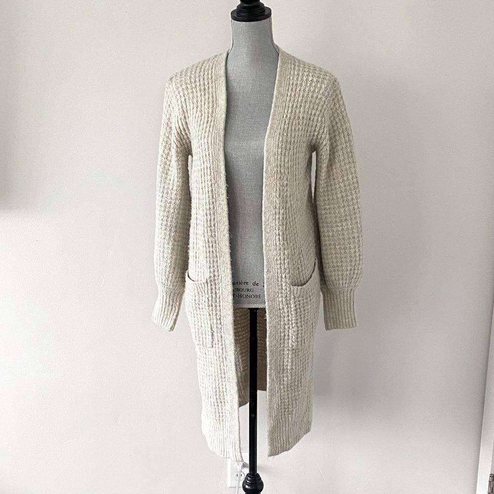 Abercrombie & Fitch Beige Open-Front Cardigan Sz XS Preppy Coastal Boho